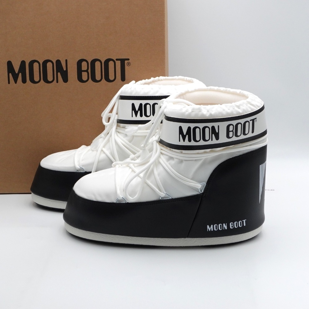 NEW Moon Boot Icon Low Nylon Winter Snow Boots White/Black